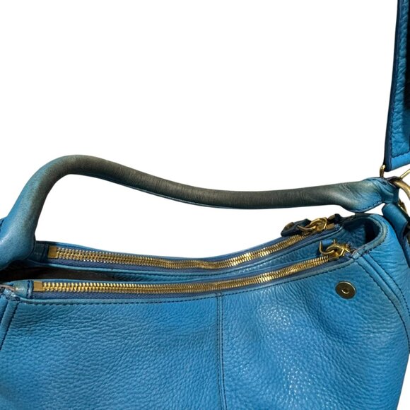 J.Crew Biennial Hobo Pebbled Leather. 100% Leather, Blue. pre owned - Picture 13 of 13